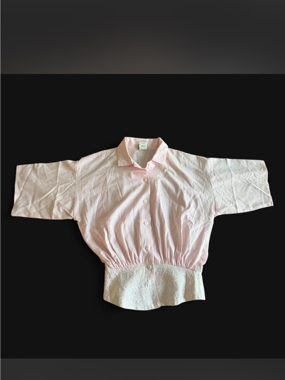 Vintage Pink Button-Front Blouse with embroidered Waistband